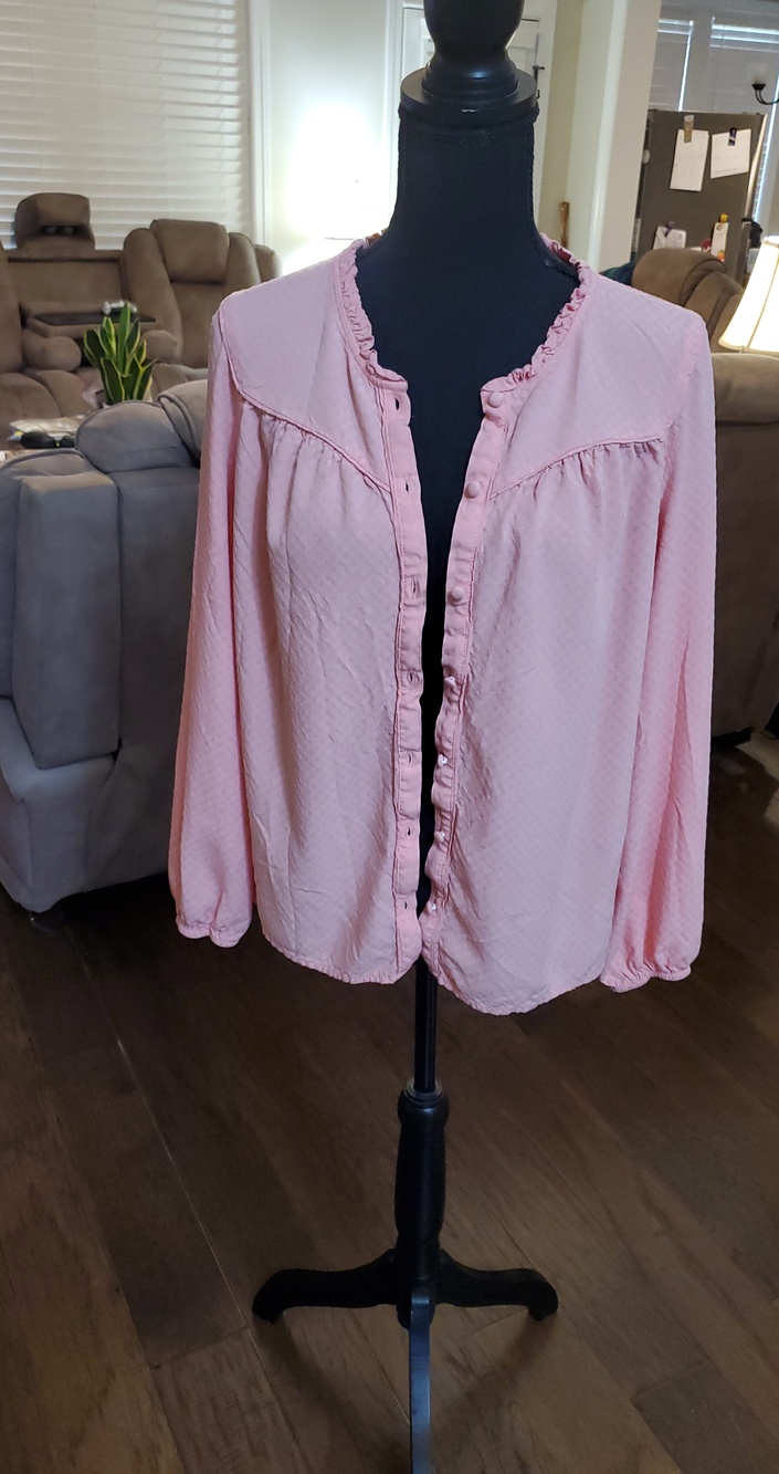LC Lauren Conrad Blush Pink Ruffled Button-Front Blouse